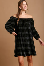 Load image into Gallery viewer, Off-Shoulder Balloon Sleeve Velvet Mini Dress β Glamorous Off-Shoulder Design, Playful Balloon Sleeves, Luxurious Velvet Fabric, Elegant & Sexy Mini Dress for Parties and Date Nights