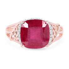 Load image into Gallery viewer, 14K Rose Gold Plated 5.54 Carat Genuine Glass Filled Ruby & White Topaz .925 Sterling Silver Ring
