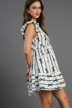 Load image into Gallery viewer, Full Size Ribbon Collared Mini Dress Elegant Plus Size Ruffled Dress