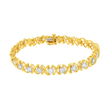 Load image into Gallery viewer, 10K Yellow Gold Plated Sterling Silver 2 cttw Diamond "XOXO" Bracelet (J-K Clarity, I1-I2 Color) - Size 7.25"