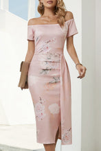 Load image into Gallery viewer, Charming Printed Off-Shoulder Midi Dress with Slit Classy & Feminine Look