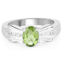 Load image into Gallery viewer, 1.13 Carat Genuine Peridot and White Topaz .925 Sterling Silver Ring