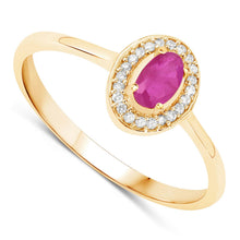 Load image into Gallery viewer, 0.33 Carat Genuine Ruby and White Diamond 14K Yellow Gold Ring