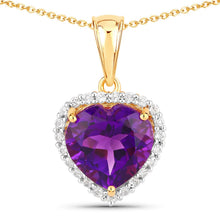 Load image into Gallery viewer, 4.76 Carat Genuine Amethyst and White Topaz .925 Sterling Silver Pendant