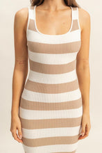 Load image into Gallery viewer, Striped Scoop Neck Wide Strap Knit Dress For Women –Comfortable & Stylish Dress with Timeless Stripes and Flattering Scoop Neck Design