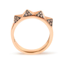 Load image into Gallery viewer, 14K Rose Gold 1/4 Cttw Brown Diamond Pyramid Band Ring (Brown Color, SI1-SI2 Clarity)- Size 7