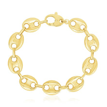 Load image into Gallery viewer, 14k Yellow Gold High Polish Lite Puffed Mariner Link Bracelet (15 mm)