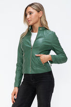 Load image into Gallery viewer, Women Classic Snobbish Faux Leather Zip-Up Drawstring Hooded Jacket Edgy & Casual PU Leather Jacket For Streetwear
