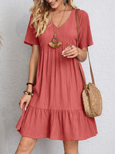 Load image into Gallery viewer, Classic Full Size V-Neck Short Sleeve Dress Casual & Comfortable Dress for Women