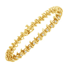 Load image into Gallery viewer, 10KT Yellow Gold Plated .925 Sterling Silver 1 cttw Prong-Set Diamond Link Bracelet (J-K, I1-I2) - 7.5"