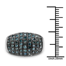 Load image into Gallery viewer, 0.83 Carat Genuine Blue Diamond and White Diamond .925 Sterling Silver Ring