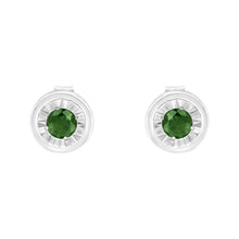 Load image into Gallery viewer, .925 Sterling Silver 1/4 Cttw Round Brilliant-Cut Green Diamond Miracle-Set Stud Earrings (Fancy Color-Enhanced, I1-I2 Clarity)