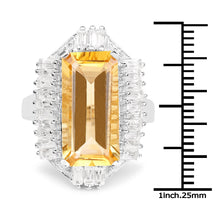Load image into Gallery viewer, 9.13 Carat Genuine Citrine & White Topaz .925 Sterling Silver Ring