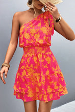 Load image into Gallery viewer, Pink Smocked Printed Single Shoulder Dress Feminine & Flattering Summer Style Dresses