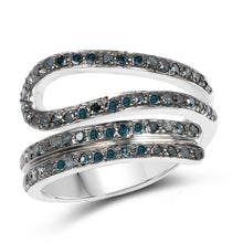 Load image into Gallery viewer, 0.83 Carat Genuine Blue Diamond .925 Sterling Silver Ring