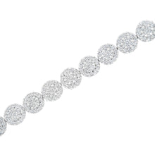 Load image into Gallery viewer, 14K White Gold 3-3/4 Cttw Round-Brilliant Cut Diamond 7-1/4" Round Cluster Links Tennis Bracelet (I-J Color, SI2-I1 Clarity)
