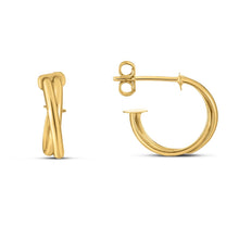 Load image into Gallery viewer, 14k Yellow Gold Crossover Hoops