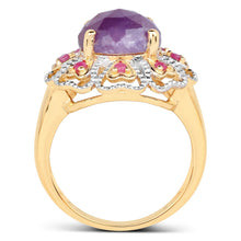 Load image into Gallery viewer, 14K Yellow Gold Plated 5.55 Carat Genuine Pink Sapphire & Ruby .925 Sterling Silver Ring