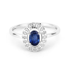 Load image into Gallery viewer, 0.52 Carat Genuine Blue Sapphire and White Diamond 14K White Gold Ring