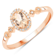 Load image into Gallery viewer, 0.48 Carat Genuine Morganite and White Diamond 10K Rose Gold Ring