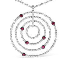 Load image into Gallery viewer, 18K White Gold 2 1/6 Cttw Pave Set Diamonds and Red Ruby Openwork Circles 18" Pendant Necklace (G-H Color, SI2-I1 Clarity) - Adjustable up to 16" - 18"