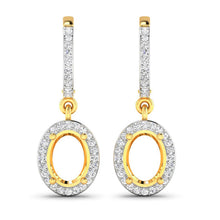 Load image into Gallery viewer, 0.32 Carat Genuine White Diamond 14K Yellow Gold Semi Mount Earrings - holds 8x6mm Oval Gemstones