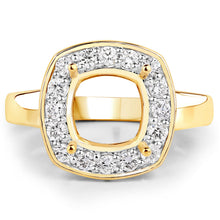 Load image into Gallery viewer, 0.48 Carat Genuine White Diamond 14K Yellow Gold Semi Mount Ring - holds 8x8mm Cushion Gemstone