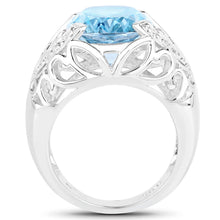 Load image into Gallery viewer, 11.29 Carat Genuine Blue Topaz and White Topaz .925 Sterling Silver Ring