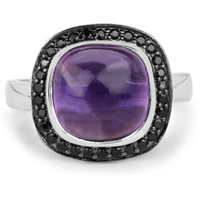 Load image into Gallery viewer, 5.25 Carat Genuine Amethyst & Black Spinel .925 Sterling Silver Ring