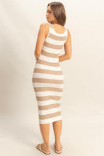 Load image into Gallery viewer, Striped Scoop Neck Wide Strap Knit Dress For Women –Comfortable & Stylish Dress with Timeless Stripes and Flattering Scoop Neck Design