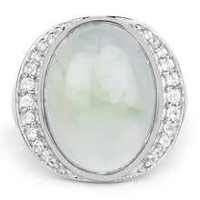 Load image into Gallery viewer, 11.50 Carat Genuine Prehnite And White Topaz .925 Sterling Silver Ring