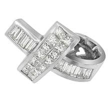 Load image into Gallery viewer, 14K White Gold 2 cttw Princess and Baguette Cut Diamond Ribbon Pendant Necklace (H-I, SI-SI2)