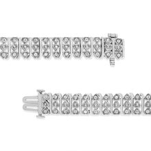 Load image into Gallery viewer, .925 Sterling Silver 1.00 Cttw Diamond Multi Row Heart Link Bracelet (H-I Color, I1-I2 Clarity) - 7.25" Inches