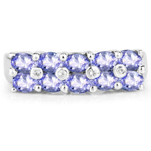 Load image into Gallery viewer, 1.76 Carat Genuine Tanzanite and White Sapphire .925 Sterling Silver Ring