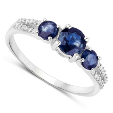Load image into Gallery viewer, 1.08 Carat Genuine Blue Sapphire and White Diamond 14K White Gold Ring