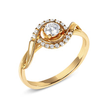 Load image into Gallery viewer, 14K Yellow Gold 1/3 Cttw Diamond Solitaire and Halo Swirl Engagement Ring (G-H Color, VS2-SI1 Clarity)- Size 7
