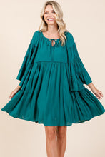 Load image into Gallery viewer, Frill Tie Neck Bell Sleeve Dress For Women – Feminine and Sophisticated Dress with Playful Frill Details and Elegant Bell Sleeves
