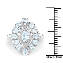Load image into Gallery viewer, 1.89 Carat Genuine Aquamarine and White Topaz .925 Sterling Silver Ring