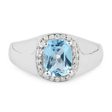 Load image into Gallery viewer, 1.62 Carat Genuine Blue Topaz and White Topaz .925 Sterling Silver Ring