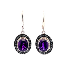 Load image into Gallery viewer, .38ct Amethyst Diamond Dangle Earrings Sterling Silver