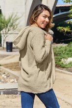 Load image into Gallery viewer, Women Full Size Teddy Hooded Jacket with Pockets Cozy Casual Jacket Comfortable Women Jacket