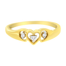 Load image into Gallery viewer, 10KT Yellow Gold 1/20 cttw Diamond Triple Heart Diamond Ring (K-L, I1-I2) - Size 7