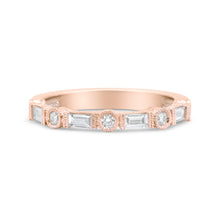 Load image into Gallery viewer, 14K Rose Gold 3/8 Cttw Baguette and Round Diamond Bridal Band - (H-I Color, VS1-VS2 Clarity) - Size 6.75