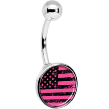 Load image into Gallery viewer, Pink American Flag Belly Ring