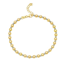 Load image into Gallery viewer, 14k Two Tone Gold Polished Diamond Cut Bead Bracelet (4.00 mm)