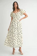 Load image into Gallery viewer, Polka Dot Puff Sleeve Midi Dress For Women – Vintage Fluttering Polka Dot Dress, Feminine Puff Sleeve Dress, Retro Midi Dress, Classic Chic Dress