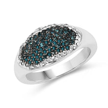 Load image into Gallery viewer, 0.45 Carat Genuine Blue Diamond and White Diamond .925 Sterling Silver Ring