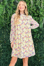 Load image into Gallery viewer, Floral Mock Neck Flounce Sleeve Summer Dress ā Mock Neck Dress, Flounce Sleeve Dress, Floral Pattern Dress, Elegant Floral Dress, Sophisticated Dress