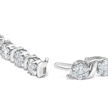 Load image into Gallery viewer, 14K White Gold 7 3/8 Cttw Round Brilliant Diamond Floral Cluster and S Link Bracelet (H-I Color, SI2-I1 Clarity) - 7" Inches