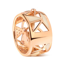 Load image into Gallery viewer, 14K Rose Gold 1/3 Cttw Diamond and Pink Tourmaline Cigar Band Ring with White Enamel (G-H Color, SI1-SI2 Clarity)